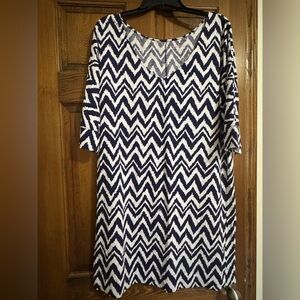 Lilly Pulitzer Eliza cotton Dress (size XL) Get Your Chev On blue print